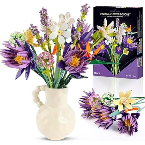 Flowers Bouquet Building Set, Creative 13 Artificial Wildflowers Botanical - Picture 8 of 8